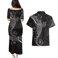 Black White Polynesian Tribal Couples Matching Puletasi and Hawaiian Shirt LT9 - Polynesian Pride