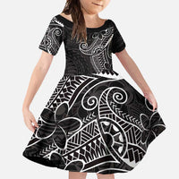 Black White Polynesian Tribal Family Matching Long Sleeve Bodycon Dress and Hawaiian Shirt - Polynesian Pride