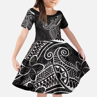 Black White Polynesian Tribal Family Matching Puletasi and Hawaiian Shirt LT9 Daughter's Dress White - Polynesian Pride