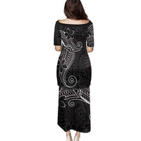 Black White Polynesian Tribal Family Matching Puletasi and Hawaiian Shirt LT9 - Polynesian Pride