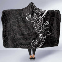 Black White Polynesian Tribal Hooded Blanket - Polynesian Pride