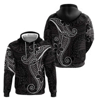 Black White Polynesian Tribal Hoodie - Polynesian Pride