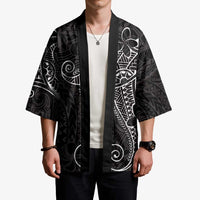 Black White Polynesian Tribal Kimono LT9 - Polynesian Pride