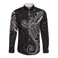 Black White Polynesian Tribal Long Sleeve Button Shirt LT9 Unisex White - Polynesian Pride
