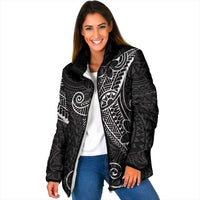 Black White Polynesian Tribal Padded Jacket LT9 Women White - Polynesian Pride