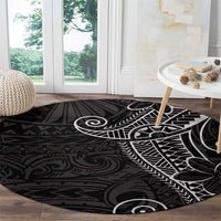Black White Polynesian Tribal Round Carpet - Polynesian Pride