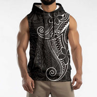 Black White Polynesian Tribal Sleeveless Hoodie - Polynesian Pride