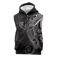 Black White Polynesian Tribal Sleeveless Zip Hoodie LT9 White - Polynesian Pride