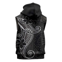 Black White Polynesian Tribal Sleeveless Zip Hoodie LT9 - Polynesian Pride