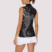 Black White Polynesian Tribal Women Sleeveless Polo Shirt LT9 - Polynesian Pride