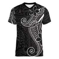 Black White Polynesian Tribal Women V-Neck T-Shirt - Polynesian Pride
