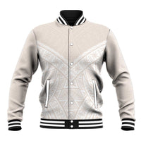 Lotu Tamaiti Tongan Polynesian Art Pattern Baseball Jacket Traditional Tribal Motifs LT9 Unisex White - Polynesian Pride