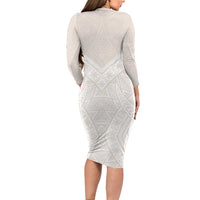 Lotu Tamaiti Tongan Polynesian Art Pattern Family Matching Long Sleeve Bodycon Dress and Hawaiian Shirt Traditional Tribal Motifs - Polynesian Pride