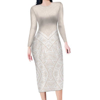 Lotu Tamaiti Tongan Polynesian Art Pattern Long Sleeve Bodycon Dress Traditional Tribal Motifs - Polynesian Pride