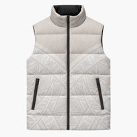 Lotu Tamaiti Tongan Polynesian Art Pattern Sleeveless Puffer Jacket Traditional Tribal Motifs LT9 Unisex White - Polynesian Pride