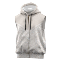 Lotu Tamaiti Tongan Polynesian Art Pattern Sleeveless Zip Hoodie Traditional Tribal Motifs LT9 White - Polynesian Pride
