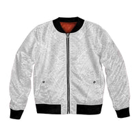 Lotu Tamaiti White Tongan Ngatu Bomber Jacket Polynesian Tribal Fonulei Pattern - Polynesian Pride
