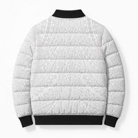 Lotu Tamaiti White Tongan Ngatu Bomber Puffer Jacket Polynesian Tribal Fonulei Pattern LT9 - Polynesian Pride