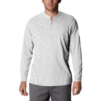 Lotu Tamaiti White Tongan Ngatu Button Sweatshirt Polynesian Tribal Fonulei Pattern LT9 - Polynesian Pride
