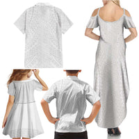Lotu Tamaiti White Tongan Ngatu Family Matching Summer Maxi Dress and Hawaiian Shirt Polynesian Tribal Fonulei Pattern - Polynesian Pride