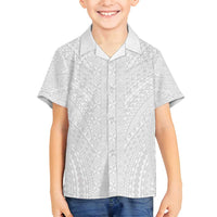 Lotu Tamaiti White Tongan Ngatu Family Matching Summer Maxi Dress and Hawaiian Shirt Polynesian Tribal Fonulei Pattern - Polynesian Pride