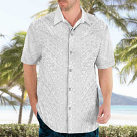 Lotu Tamaiti White Tongan Ngatu Hawaiian Shirt Polynesian Tribal Fonulei Pattern LT9 - Polynesian Pride