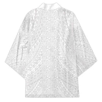 Lotu Tamaiti White Tongan Ngatu Kimono Polynesian Tribal Fonulei Pattern LT9 - Polynesian Pride