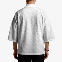 Lotu Tamaiti White Tongan Ngatu Kimono Polynesian Tribal Fonulei Pattern LT9 - Polynesian Pride
