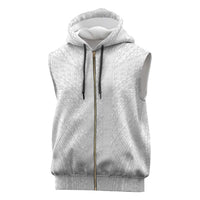 Lotu Tamaiti White Tongan Ngatu Sleeveless Zip Hoodie Polynesian Tribal Fonulei Pattern LT9 White - Polynesian Pride