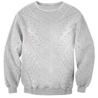 Lotu Tamaiti White Tongan Ngatu Sweatshirt Polynesian Tribal Fonulei Pattern LT9 Unisex White - Polynesian Pride