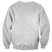 Lotu Tamaiti White Tongan Ngatu Sweatshirt Polynesian Tribal Fonulei Pattern LT9 - Polynesian Pride