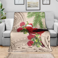 Christmas Hawaii with I'iwi Bird Blanket Aloha Mele Kalikimaka - Beige Art LT9 - Polynesian Pride