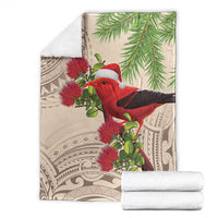 Christmas Hawaii with I'iwi Bird Blanket Aloha Mele Kalikimaka - Beige Art LT9 - Polynesian Pride