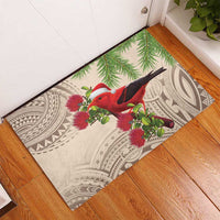 Christmas Hawaii with I'iwi Bird Rubber Doormat Aloha Mele Kalikimaka - Beige Art LT9 - Polynesian Pride