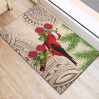 Christmas Hawaii with I'iwi Bird Rubber Doormat Aloha Mele Kalikimaka - Beige Art LT9 - Polynesian Pride