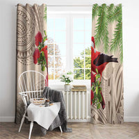 Christmas Hawaii with I'iwi Bird Window Curtain Aloha Mele Kalikimaka - Beige Art LT9 - Polynesian Pride