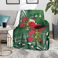 Christmas Hawaii with I'iwi Bird Blanket Aloha Mele Kalikimaka - Green Art LT9 - Polynesian Pride