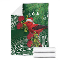 Christmas Hawaii with I'iwi Bird Blanket Aloha Mele Kalikimaka - Green Art LT9 - Polynesian Pride