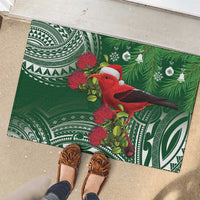 Christmas Hawaii with I'iwi Bird Rubber Doormat Aloha Mele Kalikimaka - Green Art LT9 - Polynesian Pride