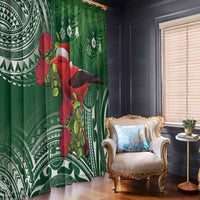Christmas Hawaii with I'iwi Bird Window Curtain Aloha Mele Kalikimaka - Green Art LT9 - Polynesian Pride