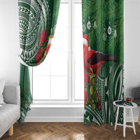 Christmas Hawaii with I'iwi Bird Window Curtain Aloha Mele Kalikimaka - Green Art LT9 - Polynesian Pride