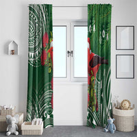 Christmas Hawaii with I'iwi Bird Window Curtain Aloha Mele Kalikimaka - Green Art LT9 - Polynesian Pride