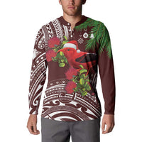 Christmas Hawaii with I'iwi Bird Button Sweatshirt Aloha Mele Kalikimaka - Oxblood Art