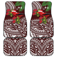 Christmas Hawaii with I'iwi Bird Car Mats Aloha Mele Kalikimaka - Oxblood Art