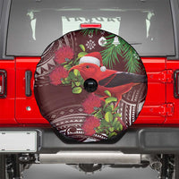 Christmas Hawaii with I'iwi Bird Spare Tire Cover Aloha Mele Kalikimaka - Oxblood Art