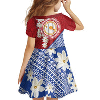 French Polynesia Kid Short Sleeve Dress Tahitian Tiare Flowers Tribal LT9 - Polynesian Pride