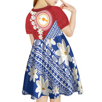 French Polynesia Kid Short Sleeve Dress Tahitian Tiare Flowers Tribal LT9 - Polynesian Pride