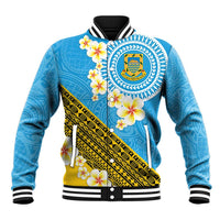 Tuvalu Plumeria Flowers Baseball Jacket Polynesian Tribal Pattern LT9 Unisex Blue - Polynesian Pride