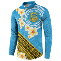 Tuvalu Plumeria Flowers Button Sweatshirt Polynesian Tribal Pattern LT9 - Polynesian Pride