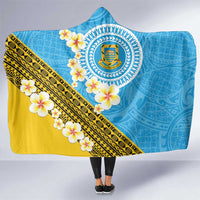 Tuvalu Plumeria Flowers Hooded Blanket Polynesian Tribal Pattern LT9 One Size Blue - Polynesian Pride